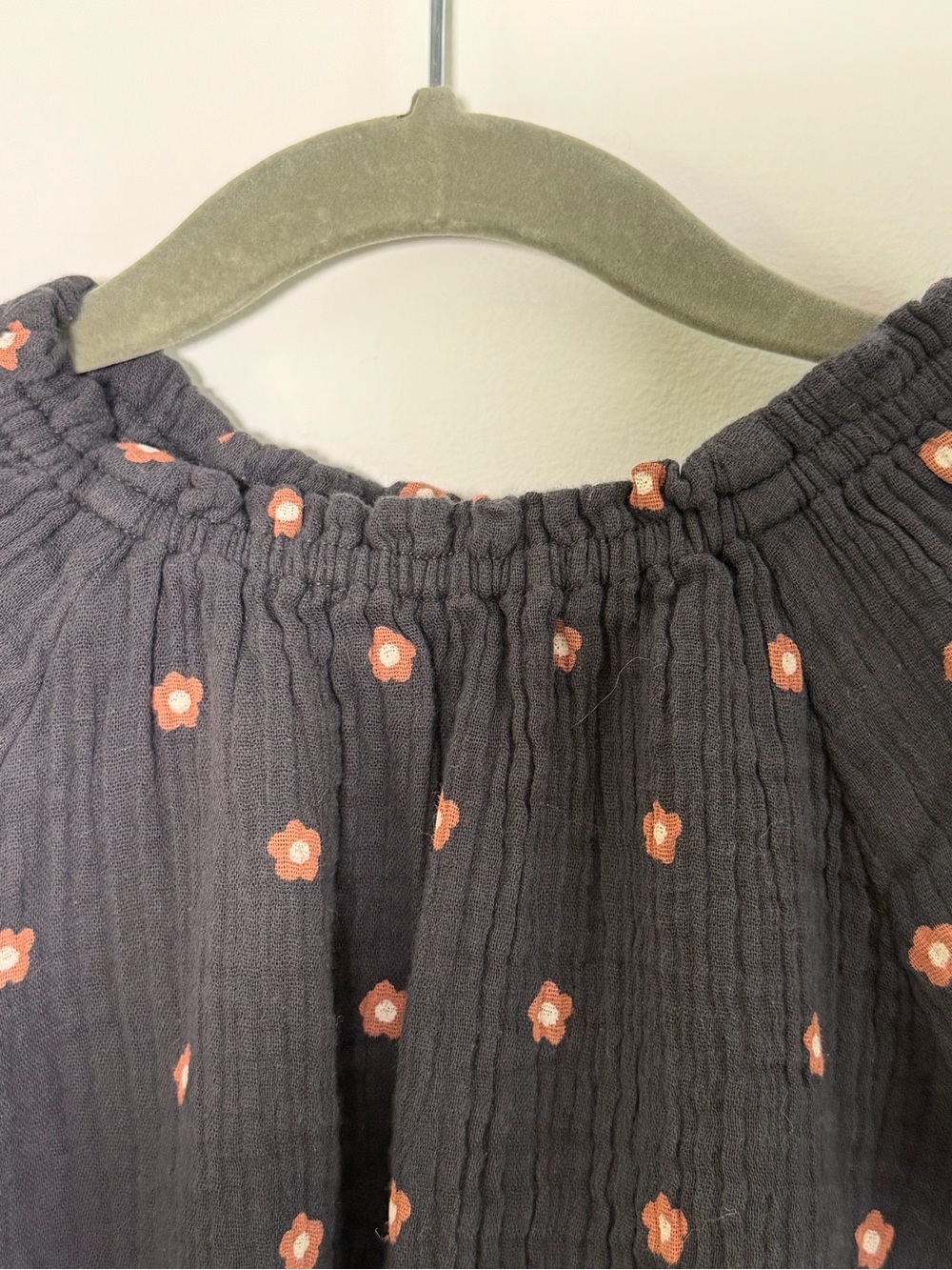 H&M Kids Floral Pink Dark Grey Dress Cotton Size 5 - Picture 3 of 6